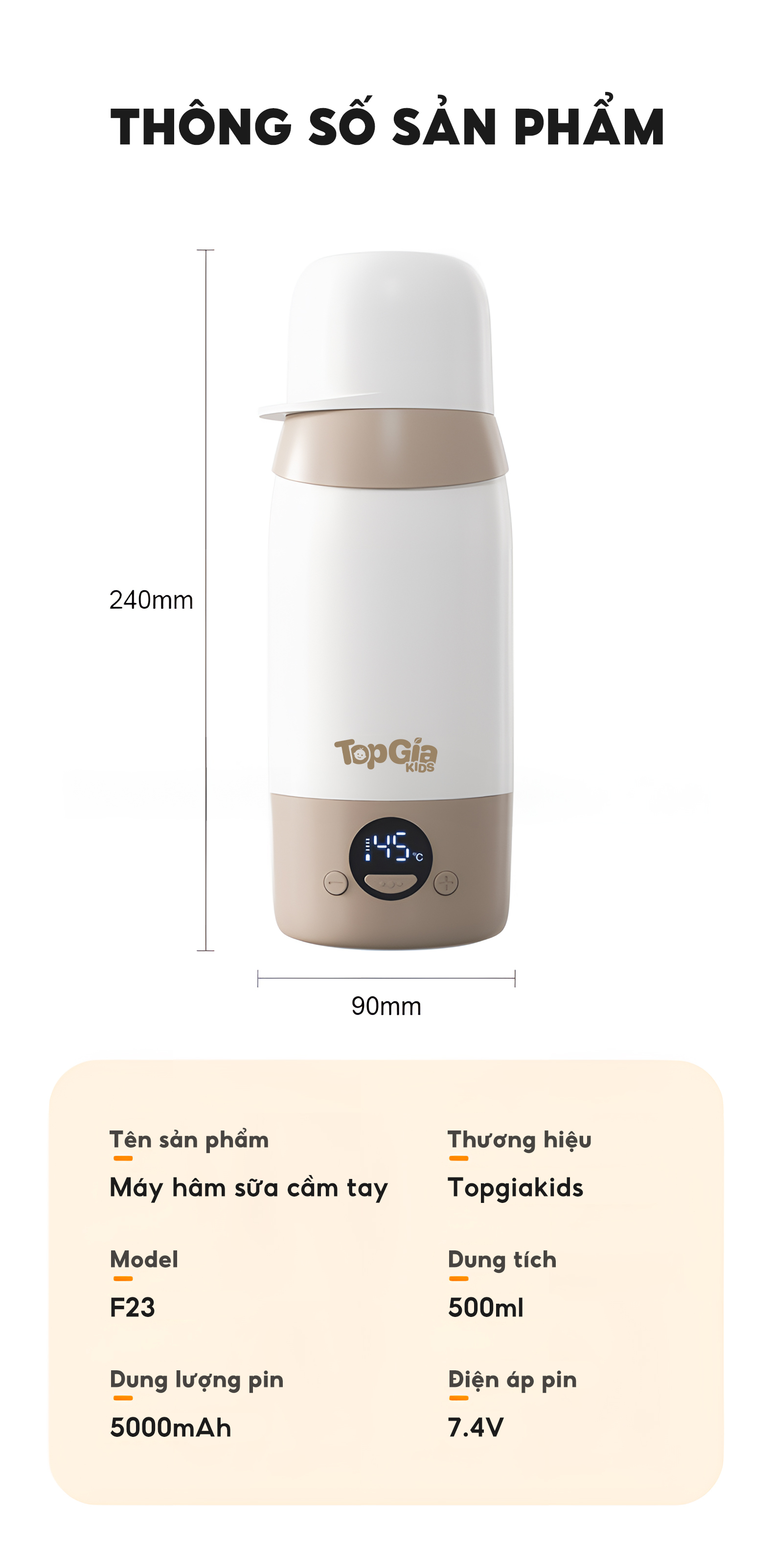 Máy đun nước hâm sữa cầm tay TopgiaKids M3-03