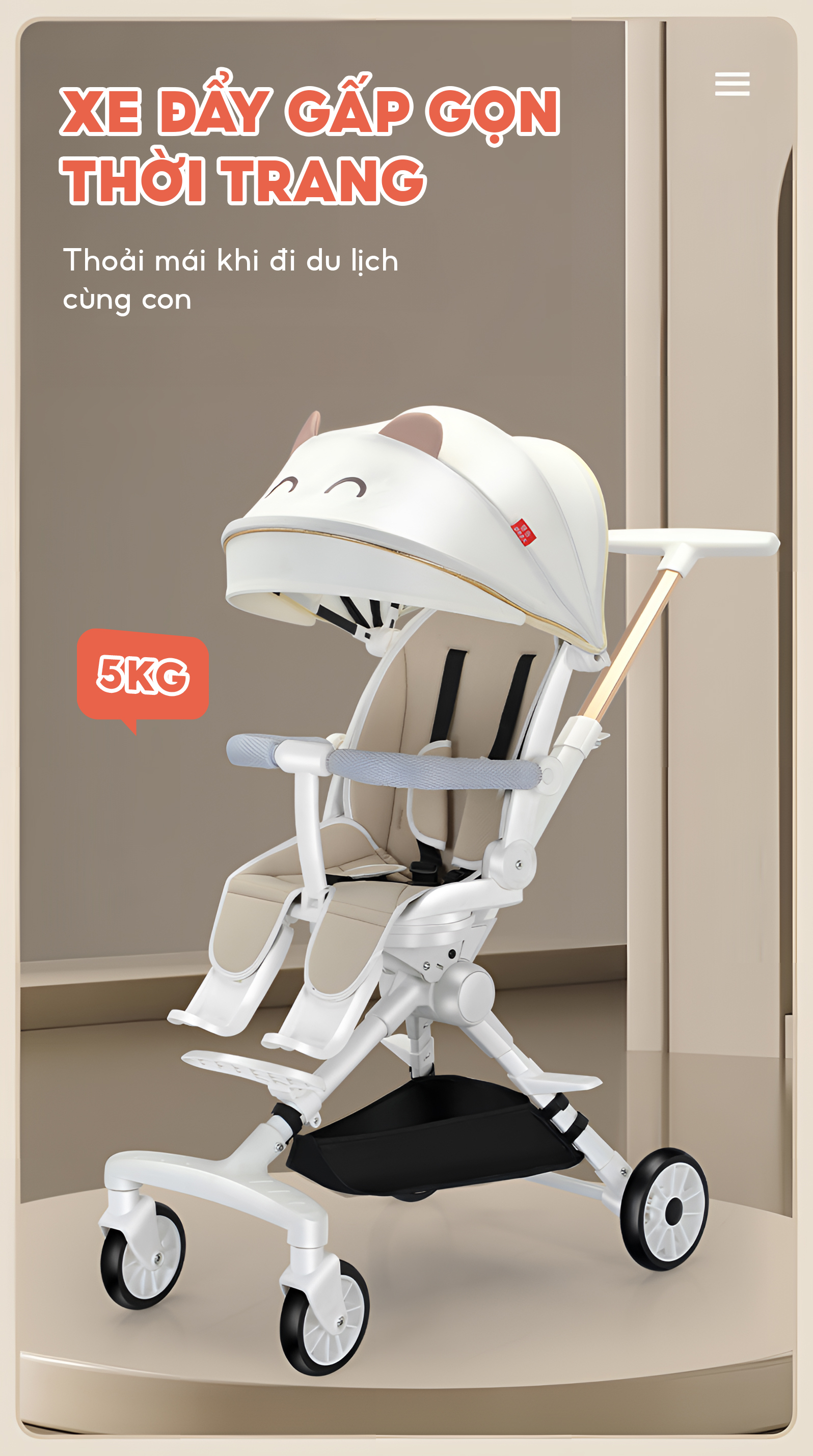 Xe đẩy gấp gọn trẻ em TopgiaKids M7-01