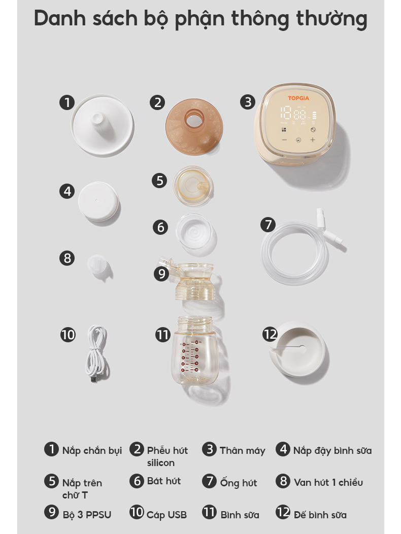 Máy hút sữa điện đôi cao cấp TopgiaKids TG-8166