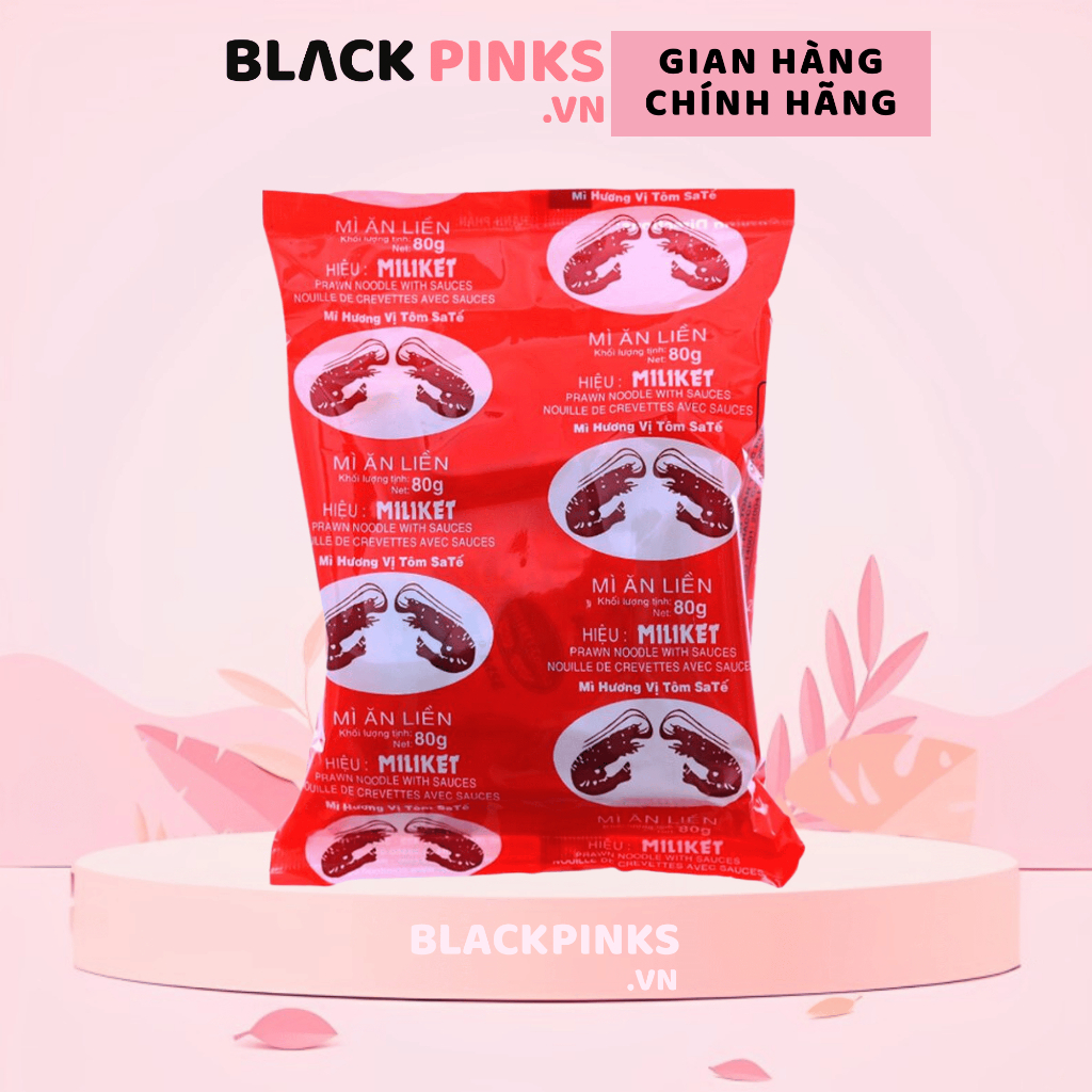 Lốc 5 gói mì Miliket sa tế tôm đỏ 80g