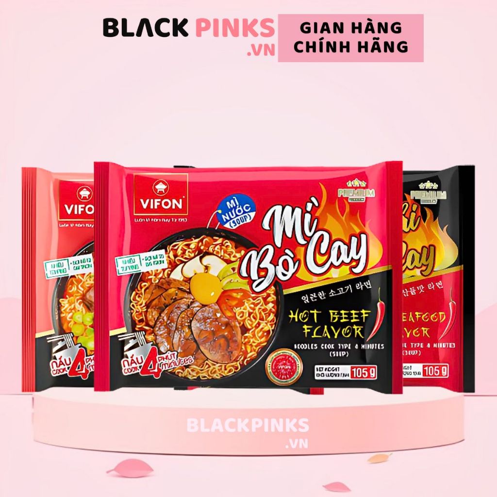 Mì nước Vifon vị bò cay/hải sản cay/bò kim chi cay gói 105g