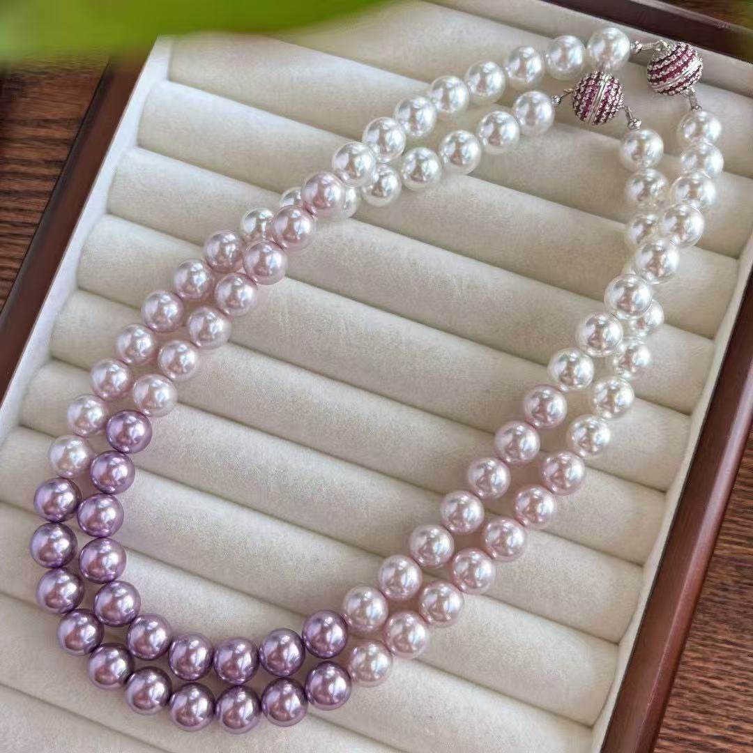 Vòng Cổ Ngọc Trai ￼Ombre Hồng Tím