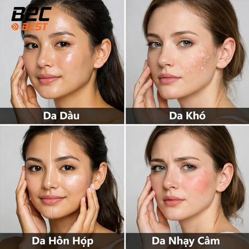 các loại da mặt phổ biển