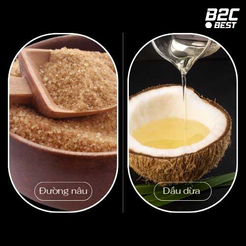 tẩy da chết bằng đường nâu và dầu dừa