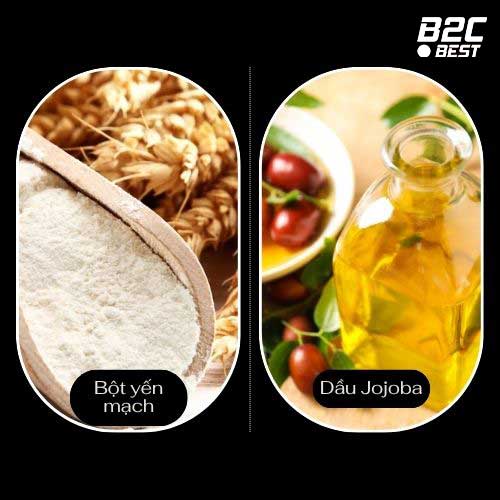 bột yến mạch và dầu jojoba