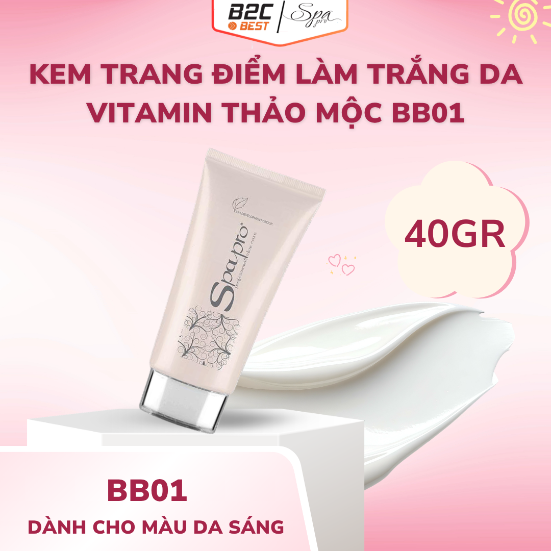 Kem trang điểm làm trắng da vitamin thảo mộc bb01 40gr -  Spapro