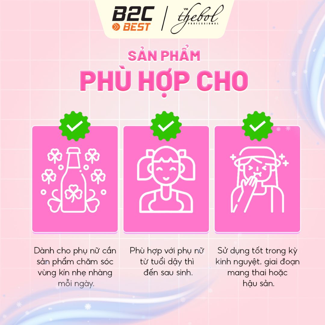 THEBOL - DUNG DỊCH VỆ SINH PHỤ NỮ (200ML)– LÀM SẠCH & BẢO VỆ VÙNG KÍN TỰ NHIÊN
