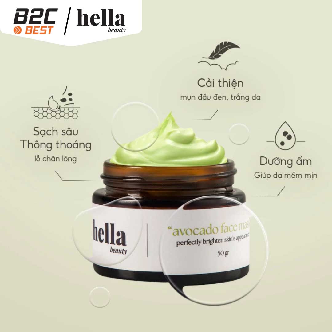 MẶT NẠ BƠ LÀM SẠCH ẨM MỊN HELLA BEAUTY 50G – AN TOÀN CHO DA NHẠY CẢM