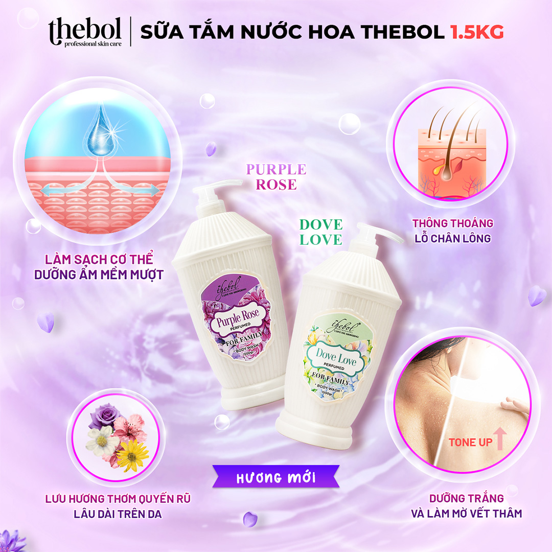 THEBOL - SỮA TẮM HƯƠNG NƯỚC HOA PURPLE ROSE 1.5KG – SANG TRỌNG, QUÝ PHÁI