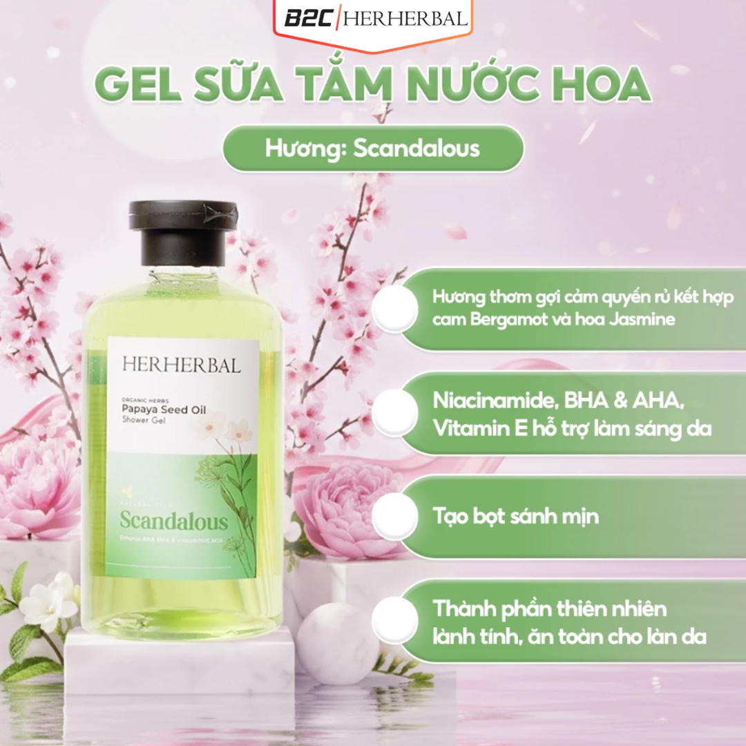 SỮA TẮM NƯỚC HOA HERHERBAL 500ML – SCANDALOUS