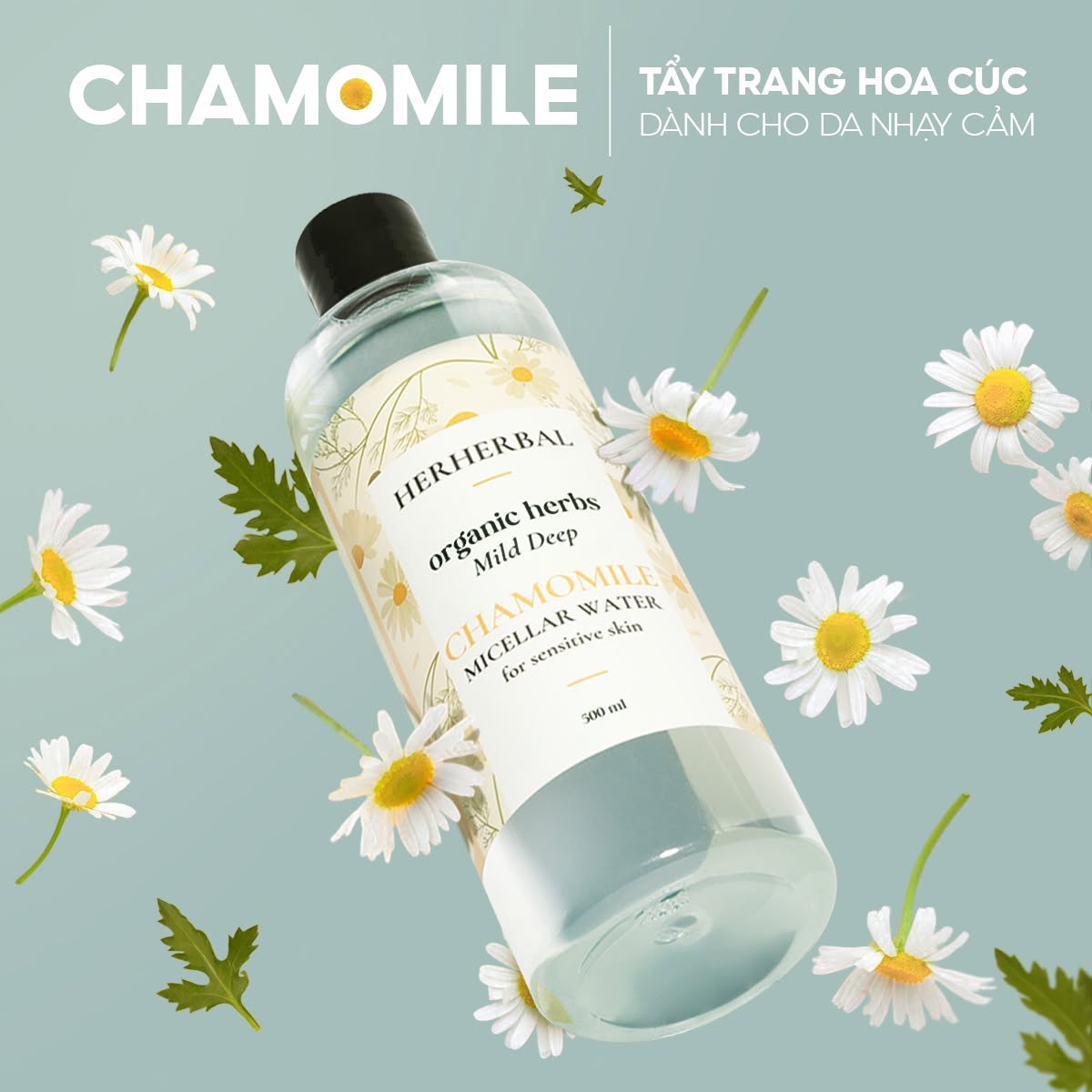 NƯỚC TẨY TRANG CHAMOMILE HERHERBAL 500ML – DA NHẠY CẢM