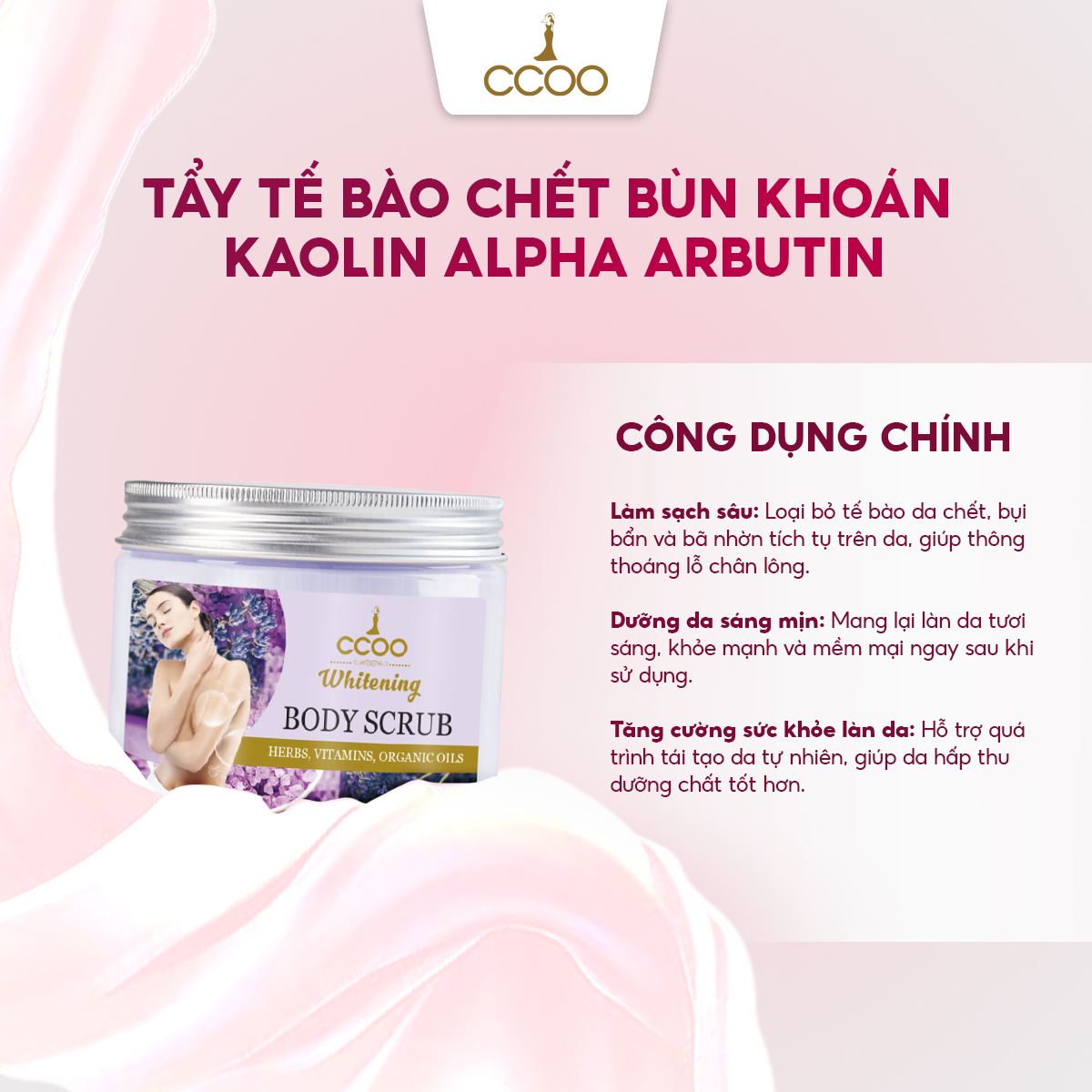 TẨY TẾ BÀO CHẾT BÙN KHOÁN KAOLIN ALPHA ARBUTIN LÀM SÁNG MIN DA 450G