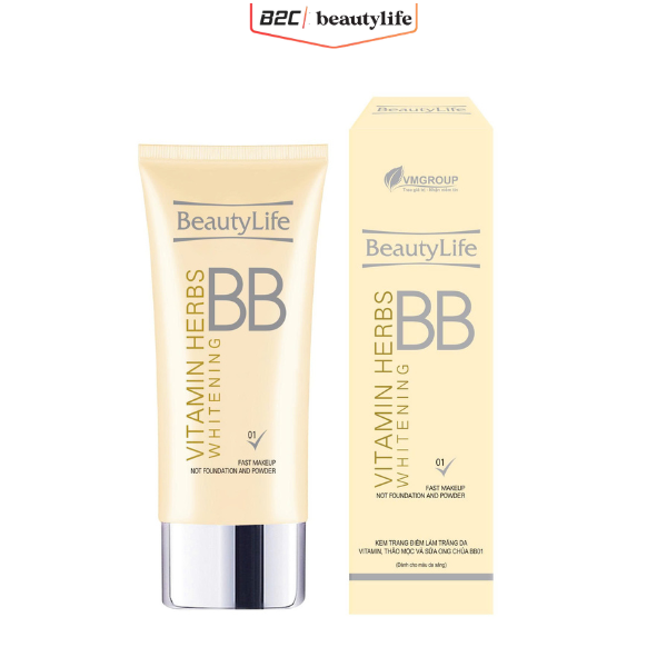 Kem trang điểm làm trắng da vitamin, thảo mộc và sữa ong chúa bb01 50gr - Beautylife