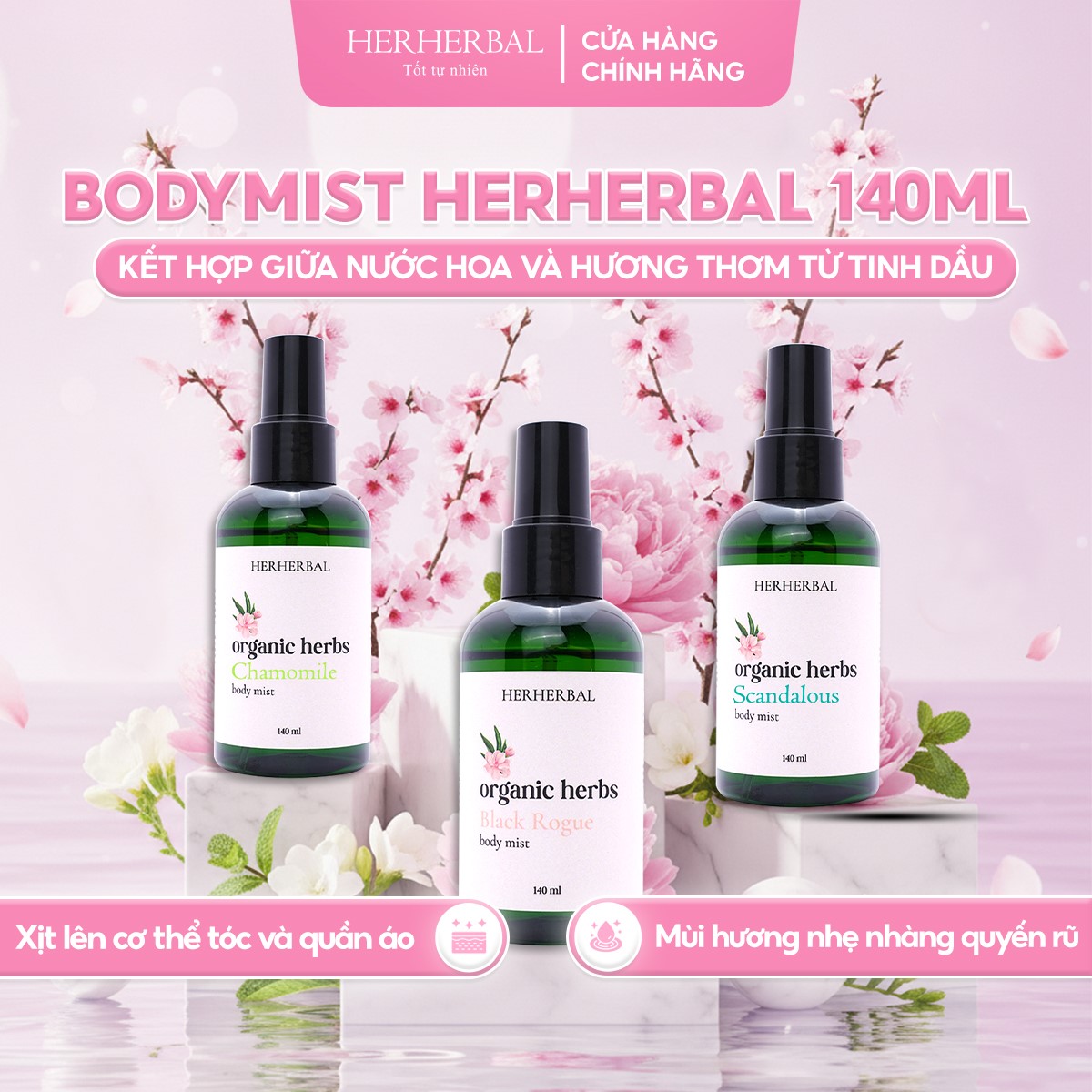 BODY MIST HERHERBAL 140ML – CHAMOMILE LƯU HƯƠNG 5H