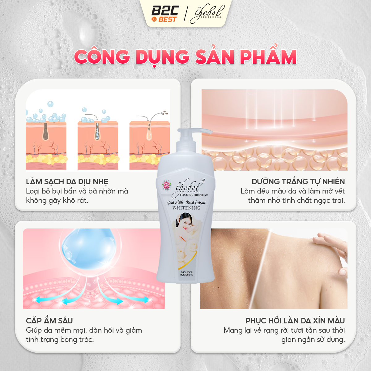 THEBOL - SỮA TẮM TINH CHẤT SỮA DÊ & BỘT NGỌC TRAI