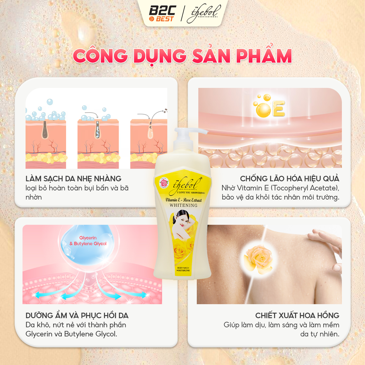 THEBOL - SỮA TẮM TINH CHẤT VITAMIN E