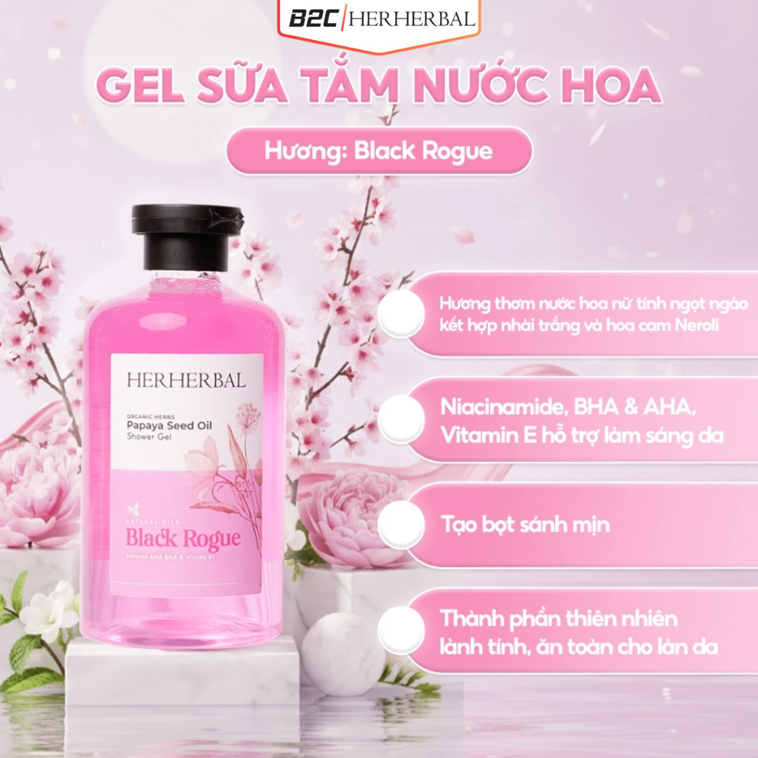 SỮA TẮM NƯỚC HOA HERHERBAL 500ML – BLACK ROGUE