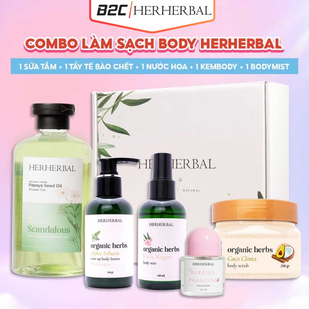 HỘP QUÀ HERHERBAL – SET QUÀ CHĂM SÓC CƠ THỂ CAO CẤP