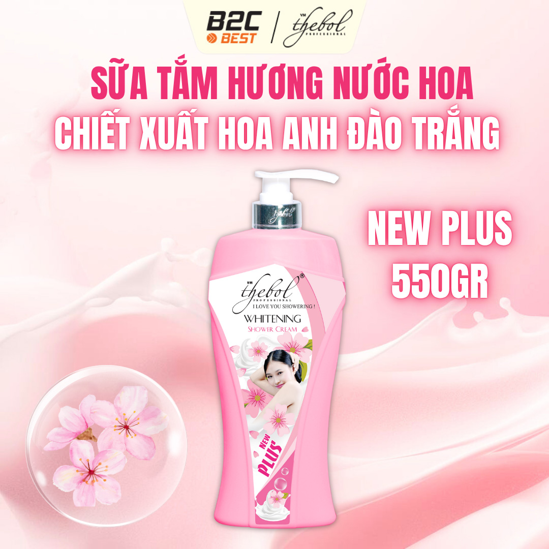 THEBOL - SỮA TẮM CHIẾT XUẤT HOA ANH ĐÀO TRẮNG NEW PLUS 550GR