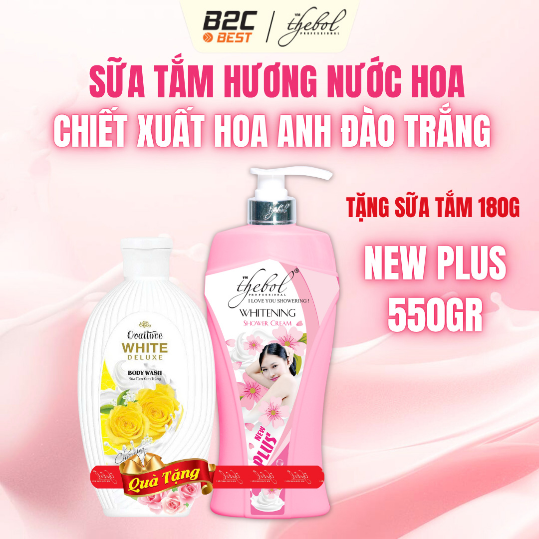 THEBOL - SỮA TẮM CHIẾT XUẤT HOA ANH ĐÀO TRẮNG NEW PLUS 550GR