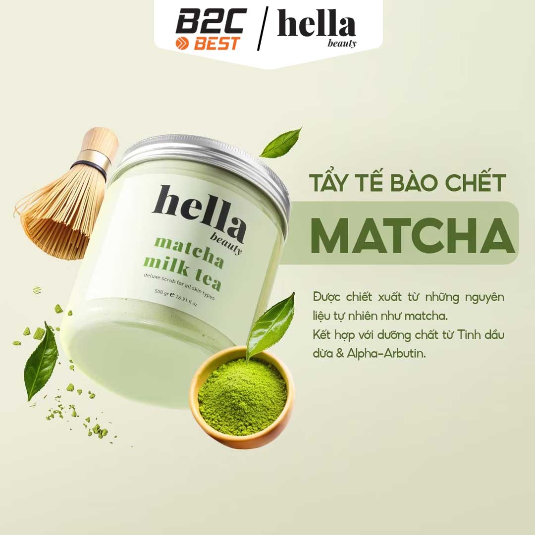 HELLA BEAUTY – TẨY TẾ BÀO DA CHẾT MATCHA MILK