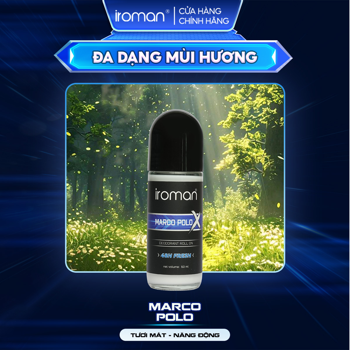 LĂN KHỬ MÙI IROMAN 50ML – KHÔ THOÁNG DÀI LÂU HƯƠNG NƯỚC HOA PHÁP CAO CẤP DÀNH CHO NAM