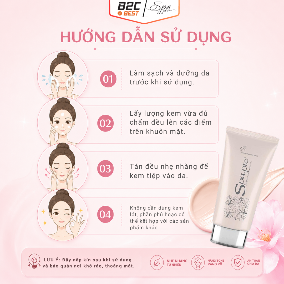 Kem trang điểm làm trắng da vitamin thảo mộc bb03 40gr -  Spapro