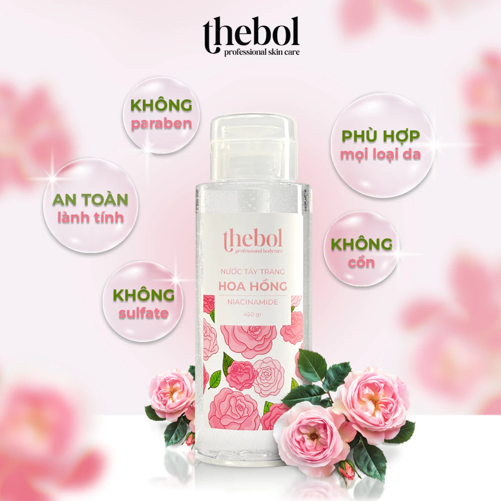 NƯỚC TẨY TRANG HOA HỒNG THEBOL – DỊU NHẸ, SẠCH SÂU & CẤP ẨM