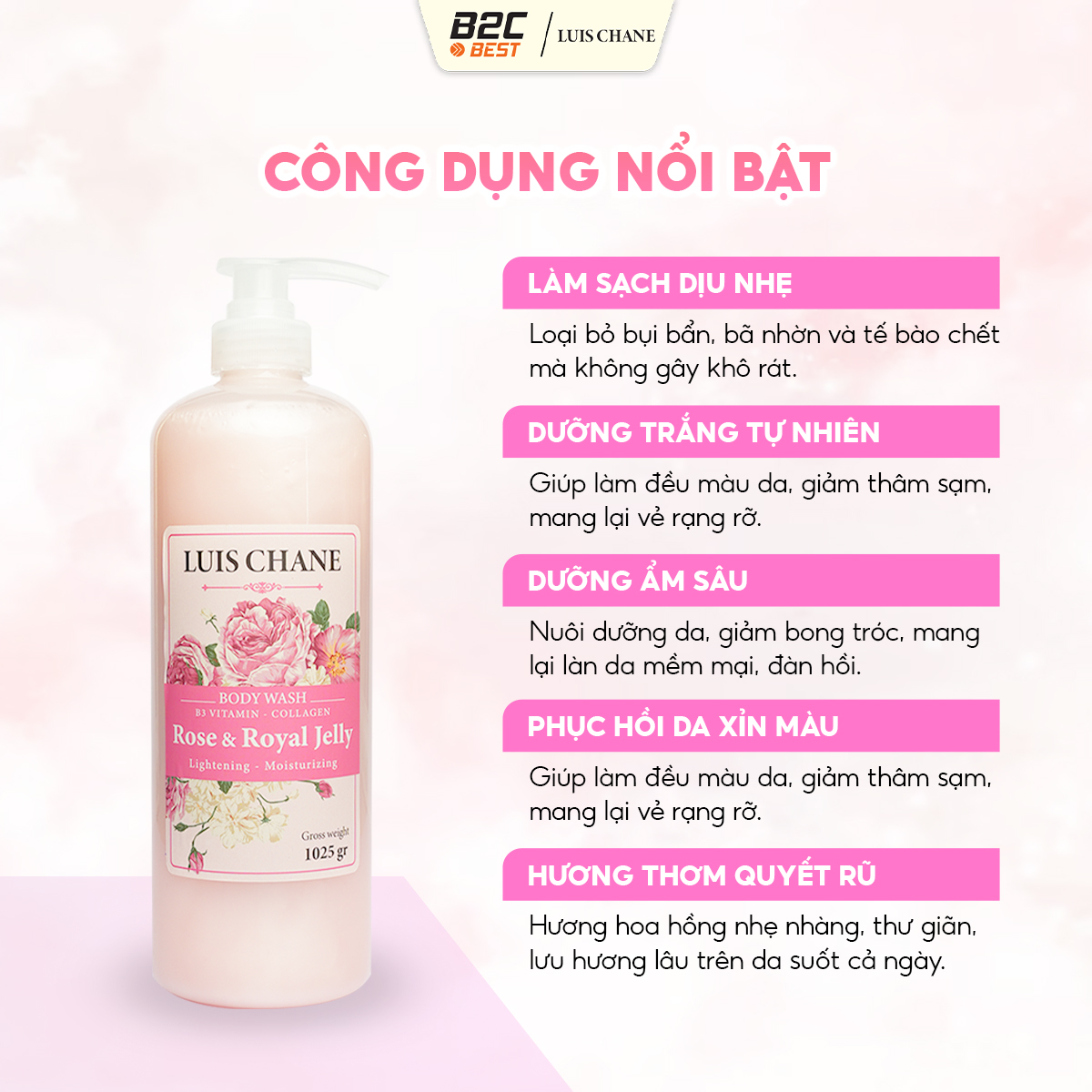 COMBO SỮA TẮM LUISE CHANE B3 VITAMIN GOAT MILK & ROYAL MILK