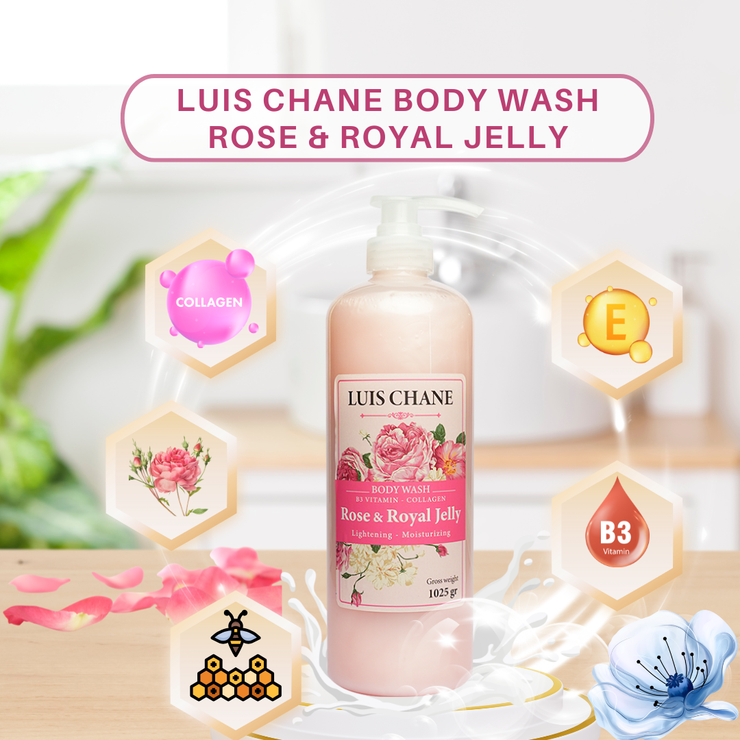 SỮA TẮM LUIS CHANE B3 VITAMIN ROYAL JELLY ROSE & COLLAGEN LIGHTENING MOISTURIZING
