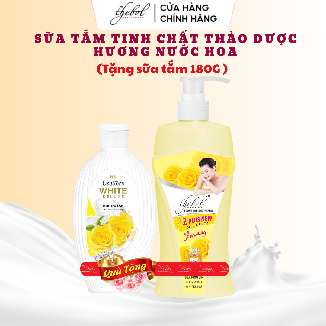 THEBOL - SỮA TẮM THẢO DƯỢC HOA HỒNG KHƯƠNG HOÀNG NƯỚC HOA PHÁP CHRAMING (2 PLUS)