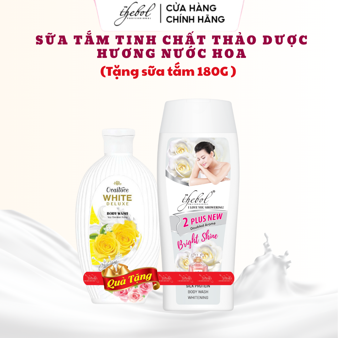 THEBOL - SỮA TẮM THẢO DƯỢC HOA HỒNG LÁ NEEM NƯỚC HOA PHÁP BRIGHT SHINE (2 PLUS)