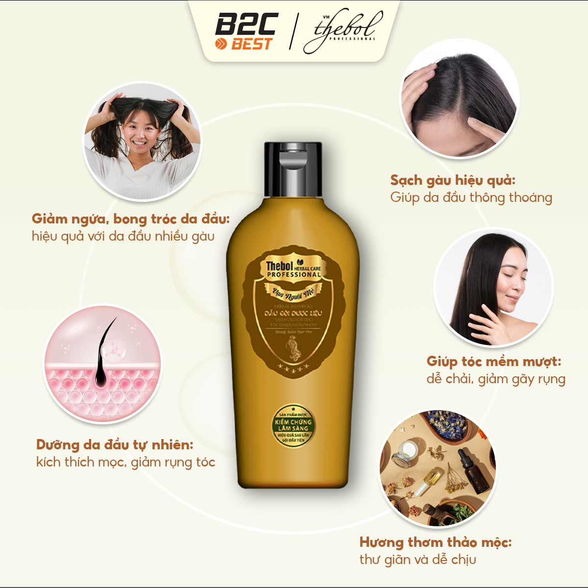 THEBOL – DẦU GỘI NGĂN GÀU TÓC DƯỢC LIỆU HỮU CƠ VẠN NGƯỜI MÊ (VÀNG) 175Gr