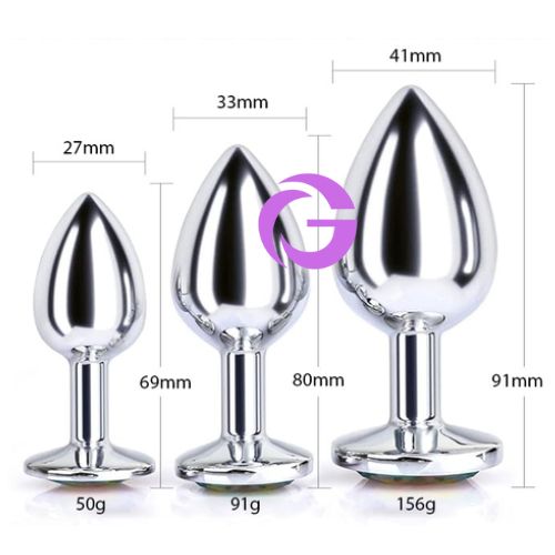 Combo 3 Plug Hậu Môn Đính Đá Quý Kim Cương INOX