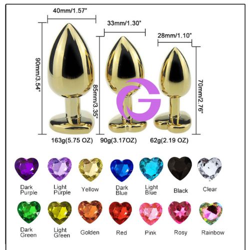 Phích cắm hậu môn đính đá INOX mạ vàng