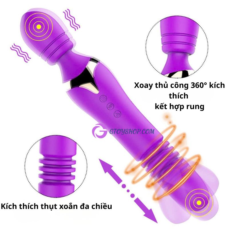 Máy Massage Điểm G Kèm Dương Vật Giả Thụt Phát Nhiệt