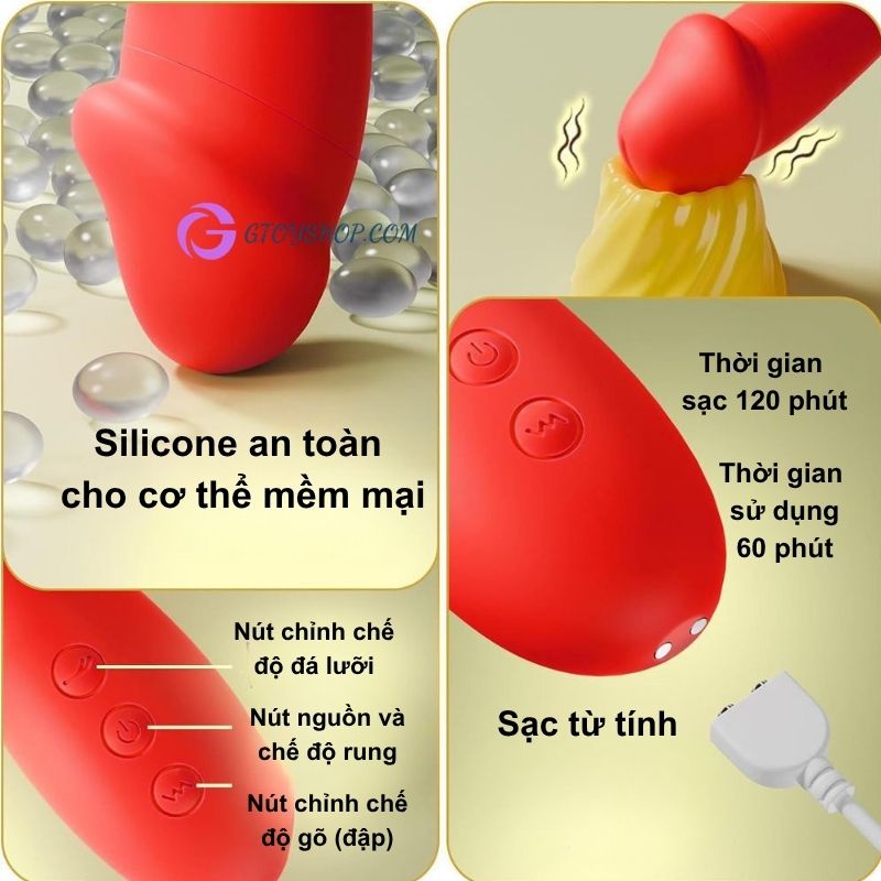 Dương vật giả rung liếm đá lưỡi đa chế độ