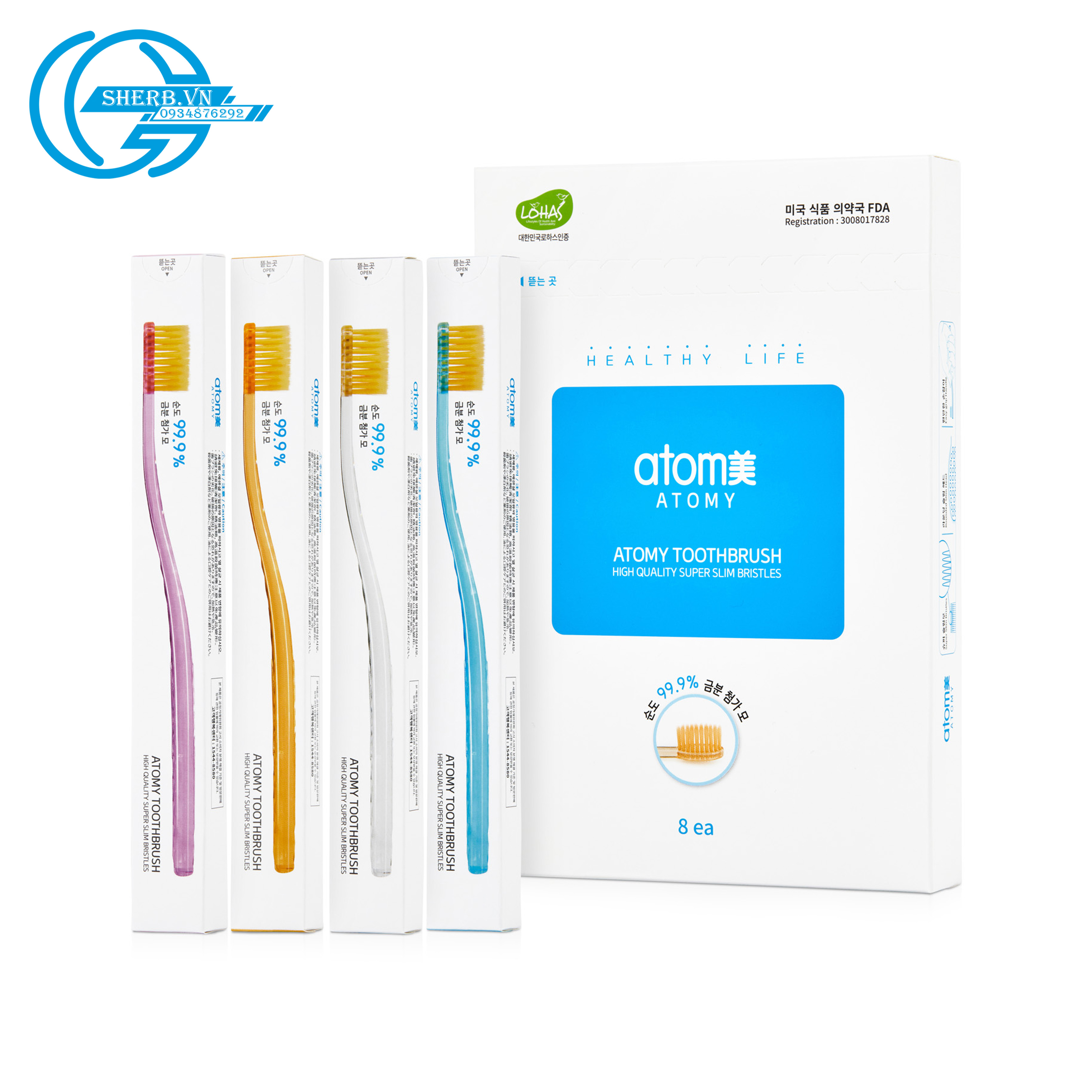 [SHERB] Bàn chải đánh răng Atomy Toothbrush/ 1 hộp 8 cái