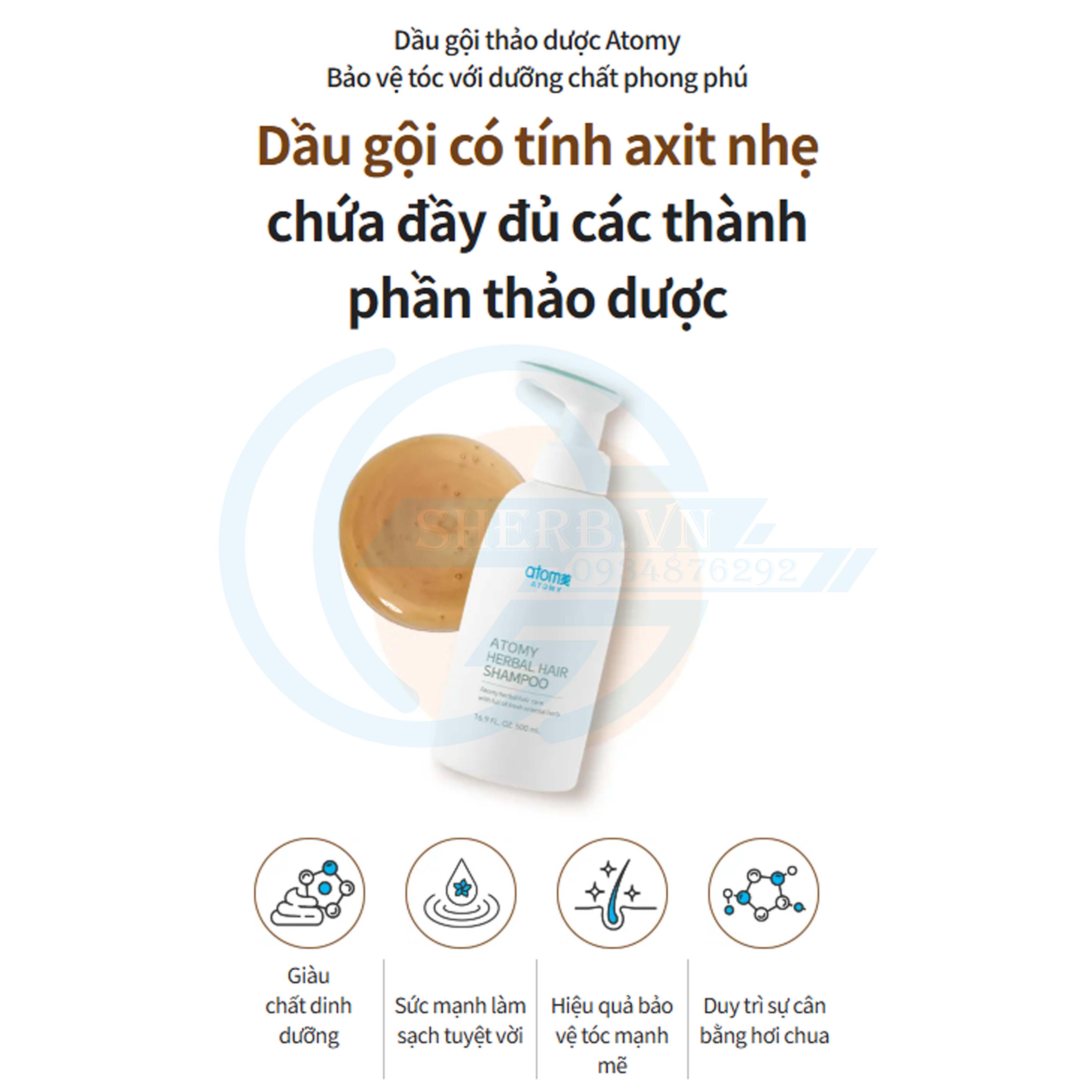 [SHERB] Dầu gội Thảo Dược Atomy Herbal Hair Shapoo 500ml