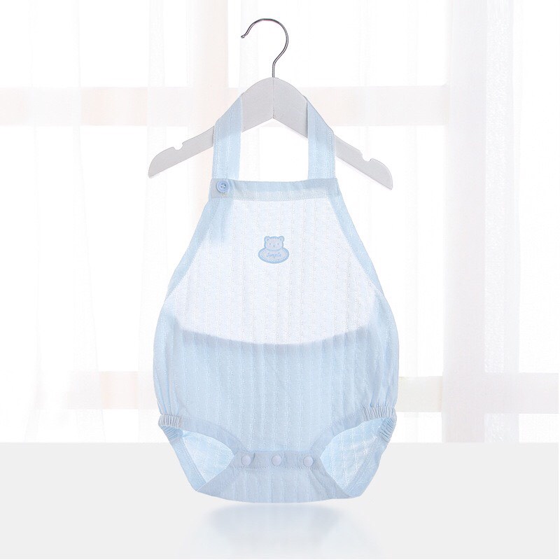 Bộ Bodysuit Yếm Hở Lưng Chất Thông Hơi Mỏng Mát Mùa Hè Cho Bé Trai Bé Gái Lamia 12BDS