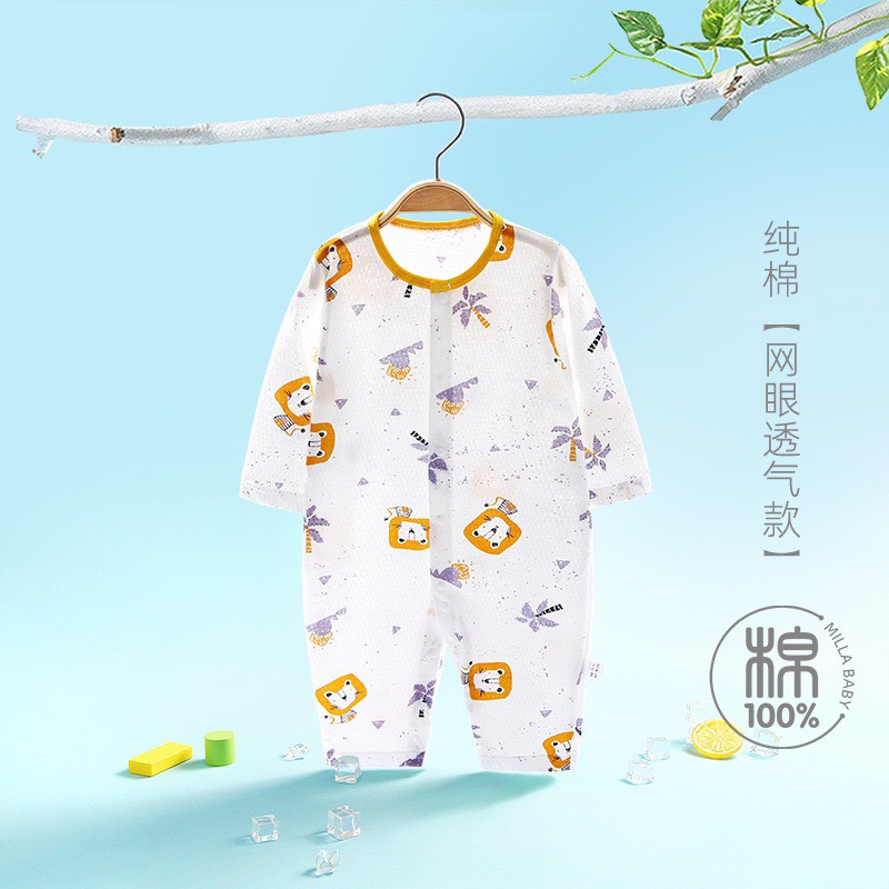 Body Cúc Giữa Dài Tay Hè Thu Mỏng Mát Cho Bé Nằm Điều Hoà 01BDD