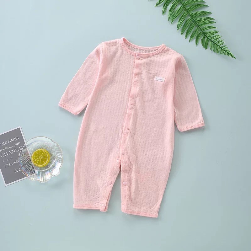 Body Cúc Giữa Dài Tay Hè Thu Mỏng Mát Cho Bé Nằm Điều Hoà 01BDD