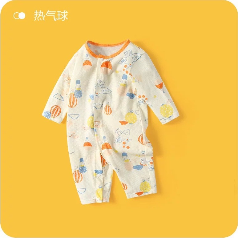 Body Cúc Giữa Dài Tay Hè Thu Mỏng Mát Cho Bé Nằm Điều Hoà 01BDD