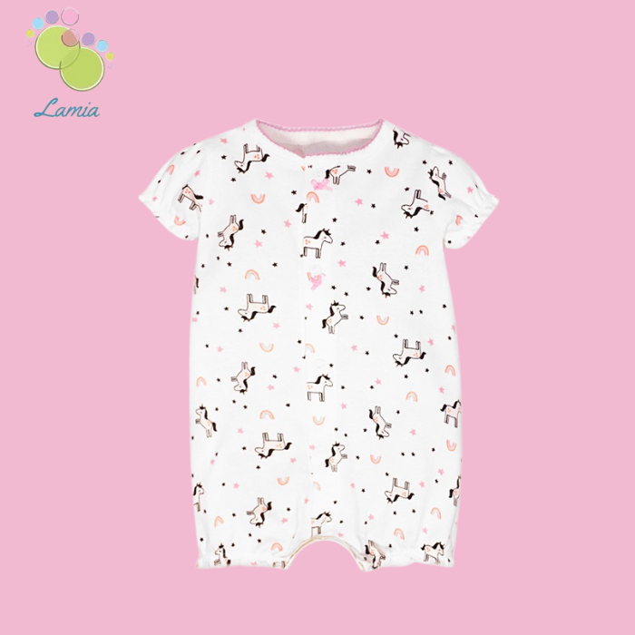 Romper xuất xịn cho bé gái từ sơ sinh đến 18 tháng cotton mỏng mát cho mùa hè