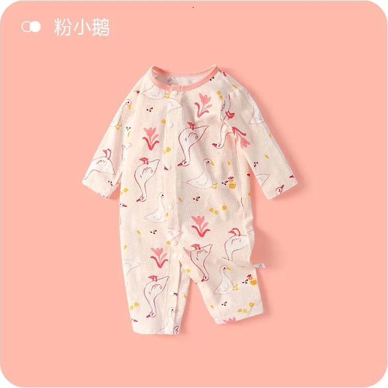 Body Cúc Giữa Dài Tay Hè Thu Mỏng Mát Cho Bé Nằm Điều Hoà 01BDD