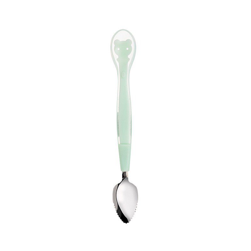Thìa, Muỗng Nạo Nhỏ Hoa Quả Cho Bé Ăn Dặm - 1 Đầu Silicon Siêu Mềm, 1 Đầu Nạo Tích Hợp 2 Trong 1