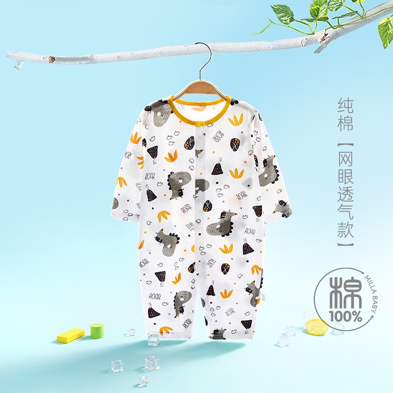 Body Cúc Giữa Dài Tay Hè Thu Mỏng Mát Cho Bé Nằm Điều Hoà 01BDD
