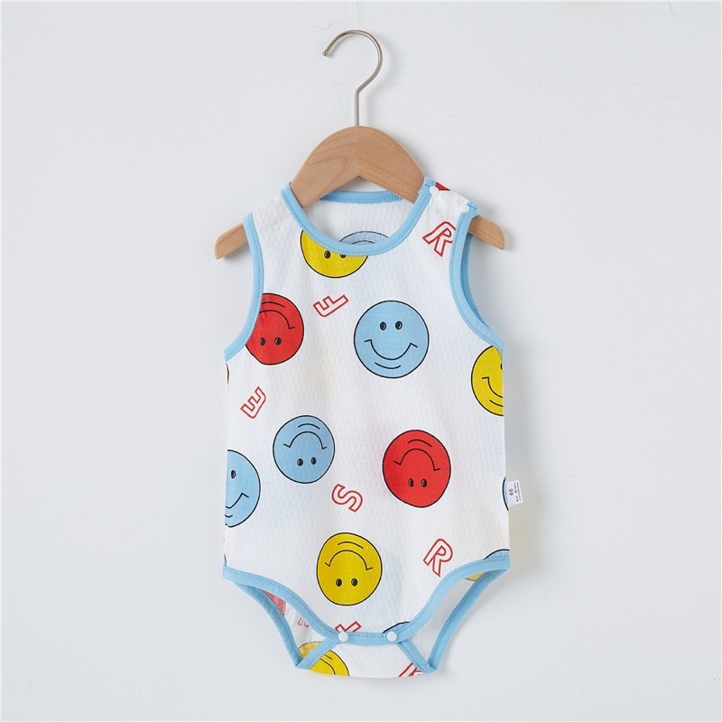 Bộ Bodysuit sát nách vải thông hơi thoáng mát mùa hè, họa tiết dễ thương cho bé trai, bé gái 𝟎𝟐𝐁𝐃𝐒