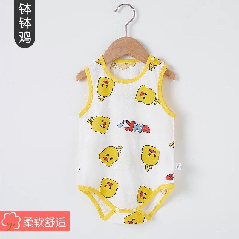 Bộ Bodysuit sát nách vải thông hơi thoáng mát mùa hè, họa tiết dễ thương cho bé trai, bé gái 𝟎𝟐𝐁𝐃𝐒