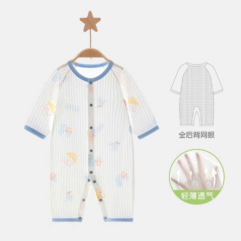 Body mỏng dài tay phối lưới mỏng mát cho bé sơ sinh mặc nằm điều hòa 20BDD